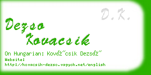 dezso kovacsik business card